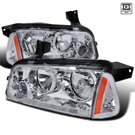 Spec-D Tuning 05-10 Dodge Charger 2 Piece Euro Headlights - Chrome 2LCLH-CHG05-ABM